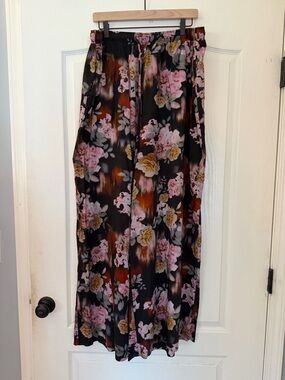 torrid Black Flowy Pants with floral print